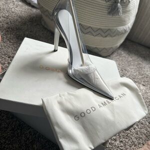 GOOD AMERICAN New in box 7.5 or 8 ~Sexy~ silver and clear pump.